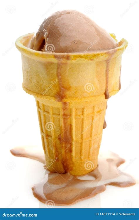 Chocolate And Vanilla Ice Cream In Waffle Cones Stock Photography ...