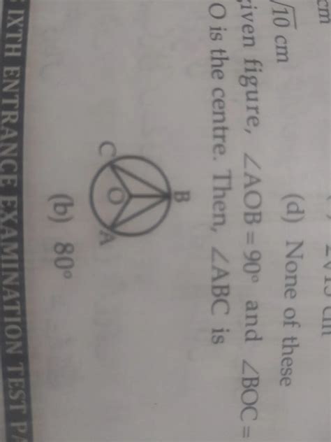 in a given figure angle aob is equals to 90 degree and angle BOC is ...
