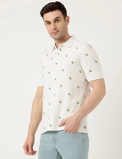Pure Cotton Polo Neck Printed T-Shirt