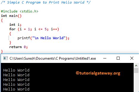 C HelloWorld Program 的图像结果