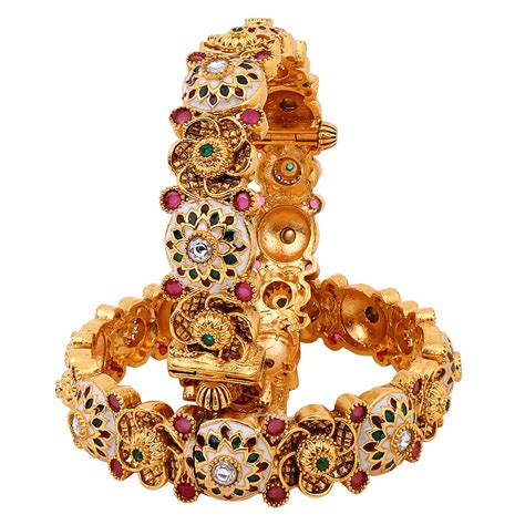 Traditional Rajwada Style Bracelets with Meenakari and Gold Polish by ...