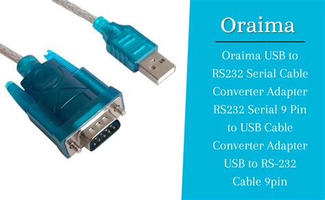 Oraima USB to RS232 Serial Cable Converter Adapter RS232 Serial 9 Pin ...