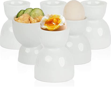 Amazon.com: Soft and Hard-Boiled Egg Holders - White Ceramic Double ...