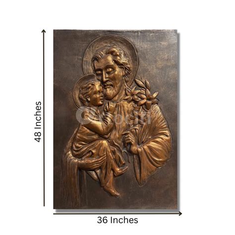 Buy Saint Joseph with Baby Jesus 3D Relief Wall Art Online - Artociti