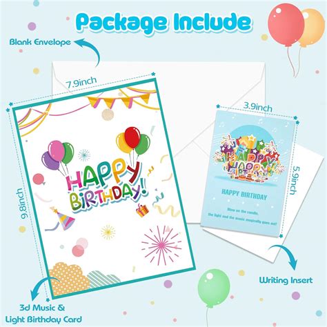 Buy INPHER Large Birthday Card with Blowable Candle, 3D Pop up Birthday ...
