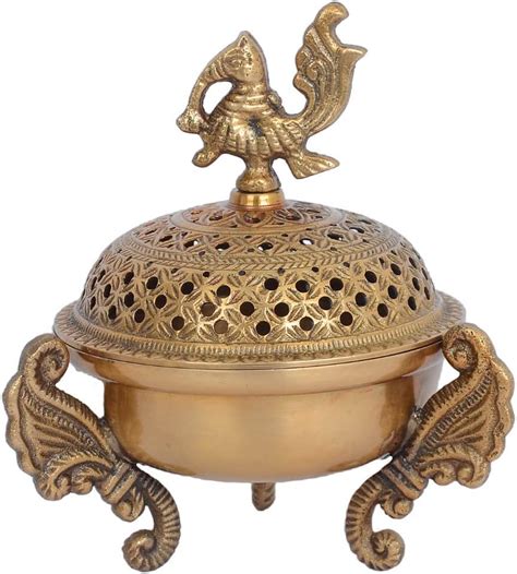 ESPLANADE Brass Incense Burner Dhoop Dani Stand with Handle- 15 Cms ...