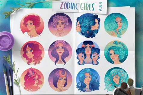 12 Zodiac Girls. Vector set. | People Illustrations ~ Creative Market