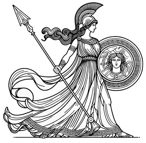 Athena Goddess Greek Coloring Pages Easy Clipart Likewise Drawing ...