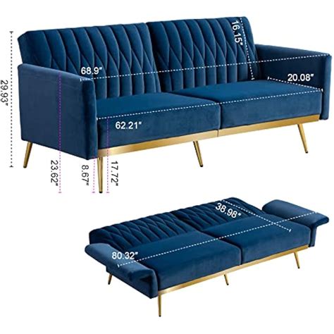 TTGIEET 70 W Velvet Convertible Futon Sofa Bed, Mid | Ubuy India