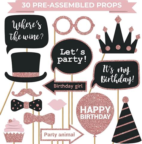 Fully Assembled Birthday Photo Booth Props. 30 Piece India | Ubuy