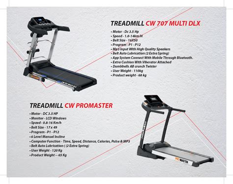 TREADMILL CW 707 MULTI DLX & TREADMILL CW PROMASTER, Home delivery is ...