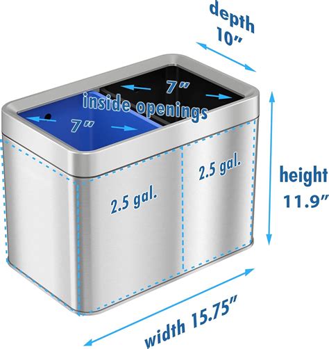 Buy iTouchless 5.3 Gallon Open Top Trash Can & Recycle Bin Dual ...