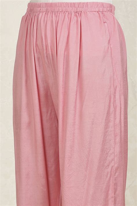 Buy Pink Silk Blend Machine Embroidered Unstitched Suit Set Online at ...