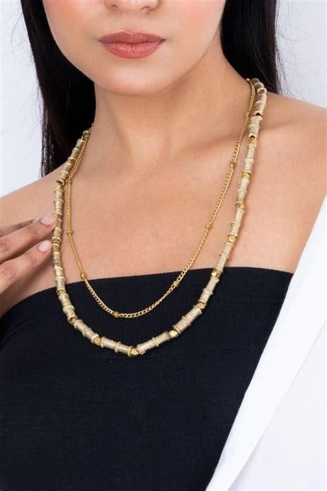 Miharu Long Pipe Beaded Layered Dokra Necklace – Okhaistore
