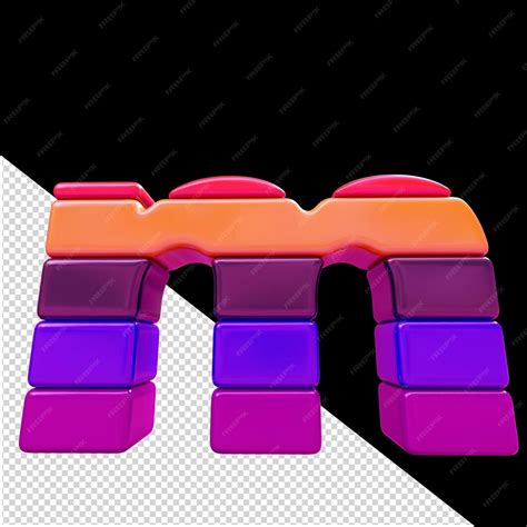 Premium PSD | Color symbol made of horizontal blocks letter m