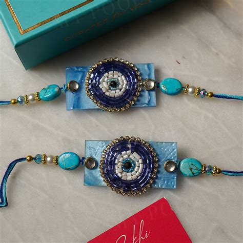 Buy Handmade Evil Eye Bhaiya Rakhi Online in India - Mypoojabox.in