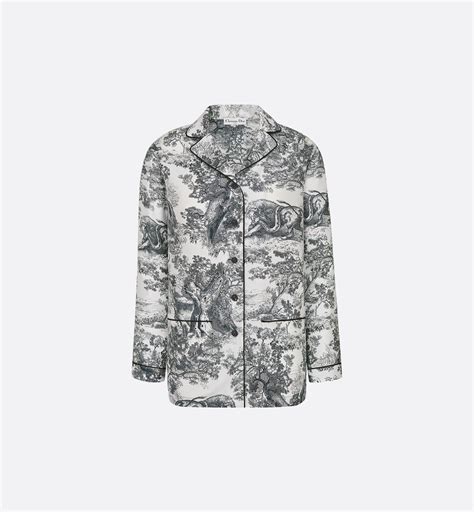 Dior Chez Moi Shirt White and Navy Blue Toile de Jouy Silk Twill | DIOR