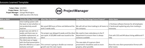 Image result for Project Management Lessons Learned Chart