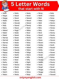 5 Letter Words that Start with N | Five Letter Words Starting with N