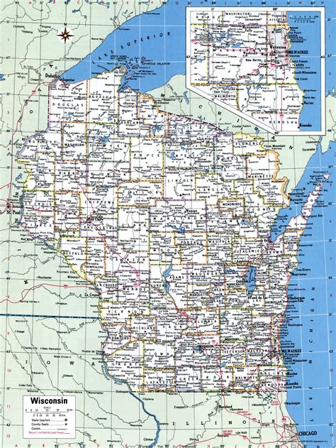 Wisconsin County Map Printable
