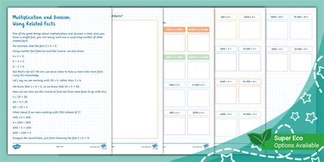 Multiplication and Division: Using Related Facts - Twinkl