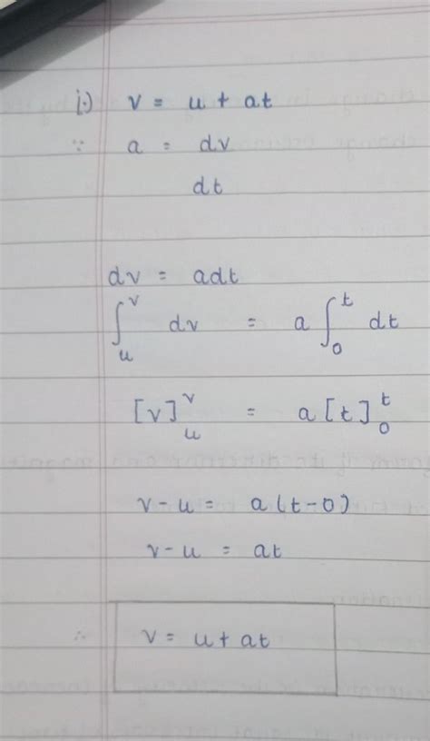 Draw a velocity time graph and deduce three equation of motion from it ...