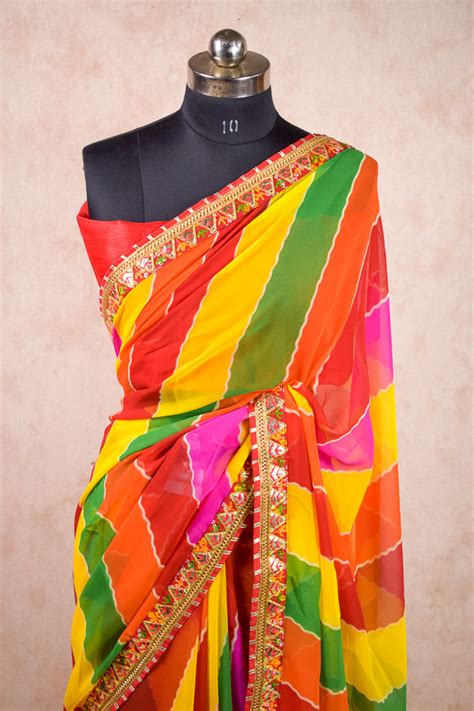 Beautiful multi color leheriya with gota border – KANHASAREE