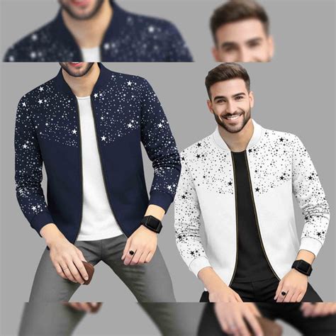 (Pack Of 2) Star Printed Round Neck Jacket Navy & White – TRIPR