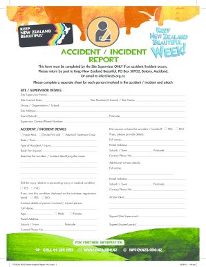 Fillable Online knzb org Accident incident report - Keep New Zealand ...