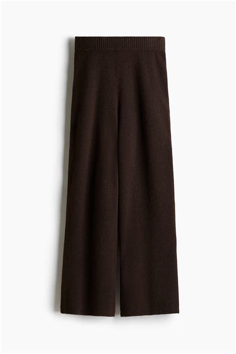Fine-knit trousers - Dark brown - Ladies | H&M GB