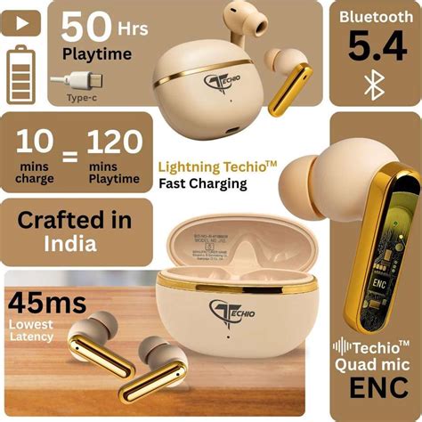 TECHIO GT NIRVANA ION A1 EARBUDS Bluetooth Headset Price in India - Buy ...