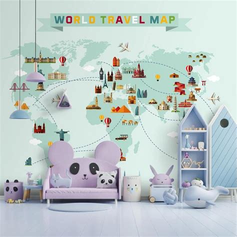 Monuments World Map Design, Light Green Background Sparkla N Shine ...
