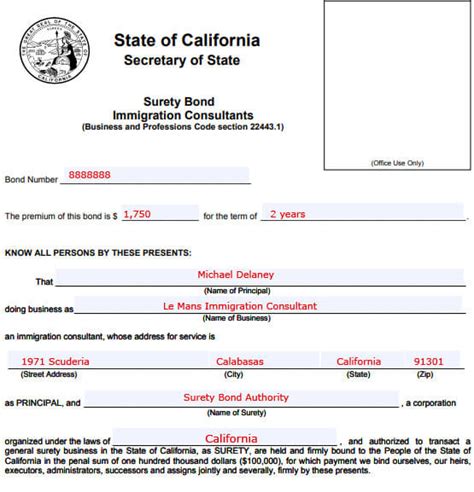 Image result for Example of Surety Bond