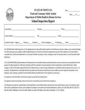 Fillable Online dphhs mt Montana School Inspection Form Fax Email Print ...