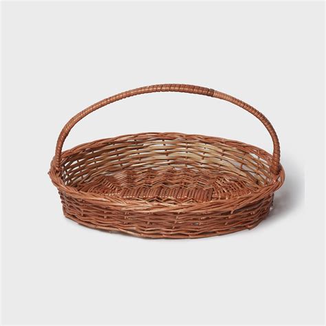 H M Services Round Cane Fruit Basket with Handle (Standard Size, Brown ...