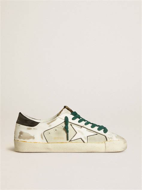 Men’s Super-Star LAB in white leather with white star and black heel ...