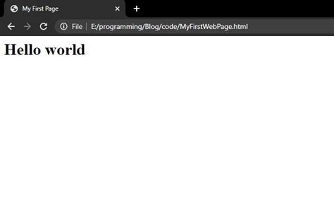 Image result for First HTML Page