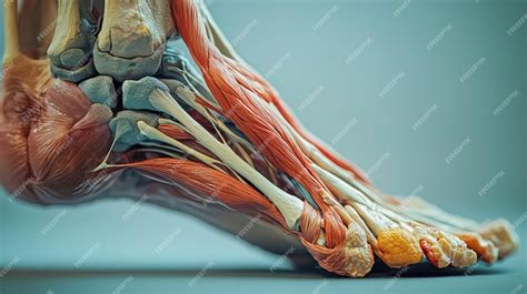 Detailed anatomical illustration of a human foot showcasing bones ...