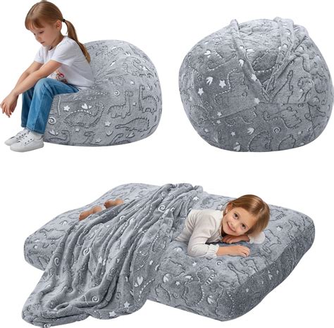 Amazon.com: Kids Bean Bag Chair Turn into Beanbag Bed, Dinosaur Toddler ...