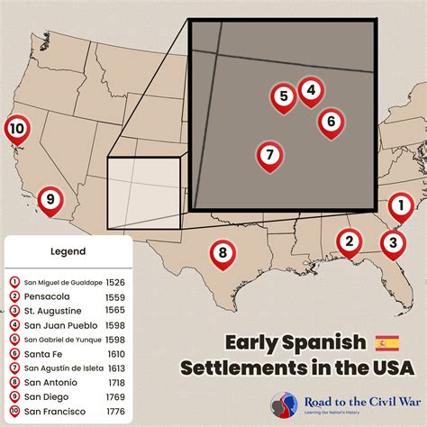 Early Spanish Settlements in the USA - Road To The Civil War