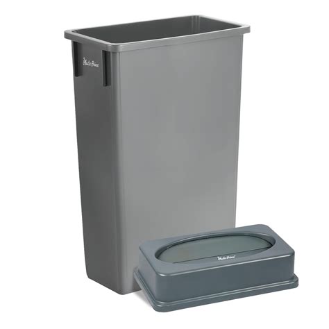 23 Gallon Slim Trash Can with Swing Lid, Commercial Gray Rectangular ...