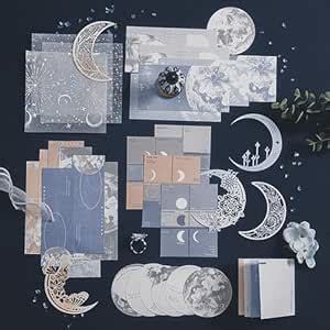 Doraking 63PCS Moon Embellishment Scrapbook Paper Packs for Journaling ...
