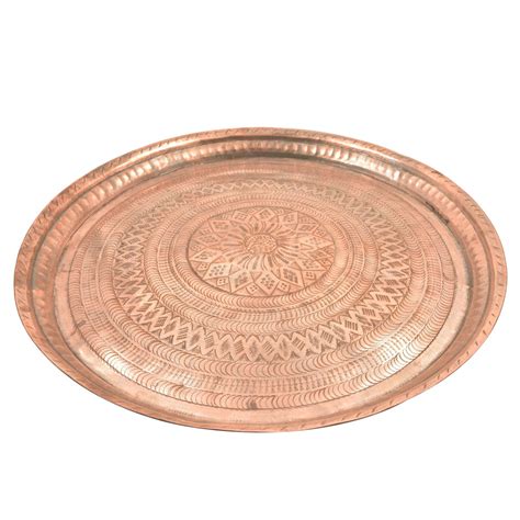 Vintage Etched Round Floral Diamond Borders Etched Copper Plate Wall ...