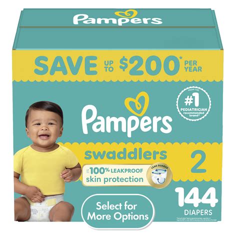 Pampers Swaddlers Baby Diapers Size 2, 144 Count (Select for More ...