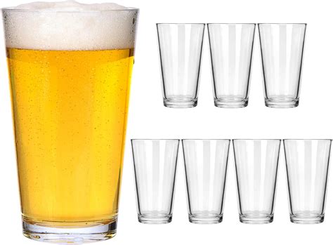 Amazon.com | Pint Glasses Set of 6 - Durable 16 oz Drinking Glasses ...