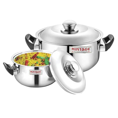 Buy Mintage Stainless Steel Casserole 1.5 Litre 2.2 Litre (Divine) Set ...