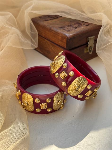 Big Bangles with Studded heritage motifs in gold plating – Mangalsutra ...