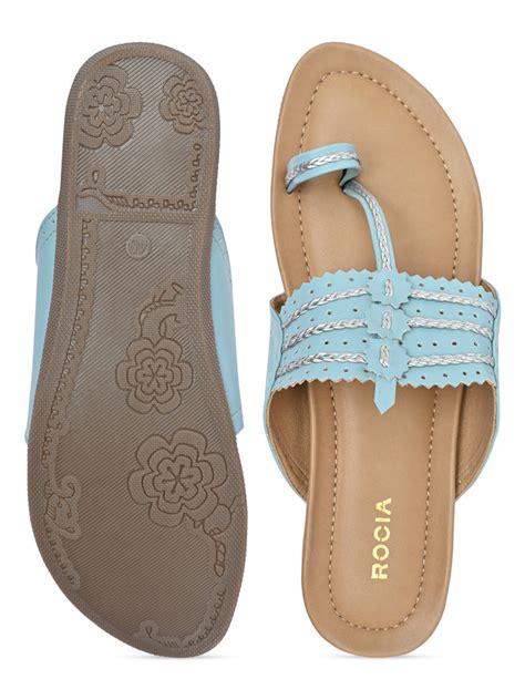 Shop Rocia By Regal Blue Women Casual Kolhapuri Flats Online