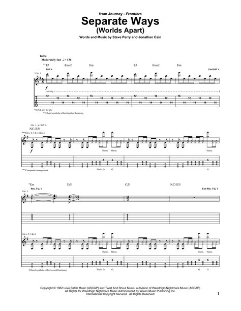 Separate Ways (Worlds Apart) by Journey - Guitar Tab - Guitar Instructor