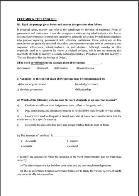 CUET UG 2022: Practice this English mock paper for phase 2 examination ...